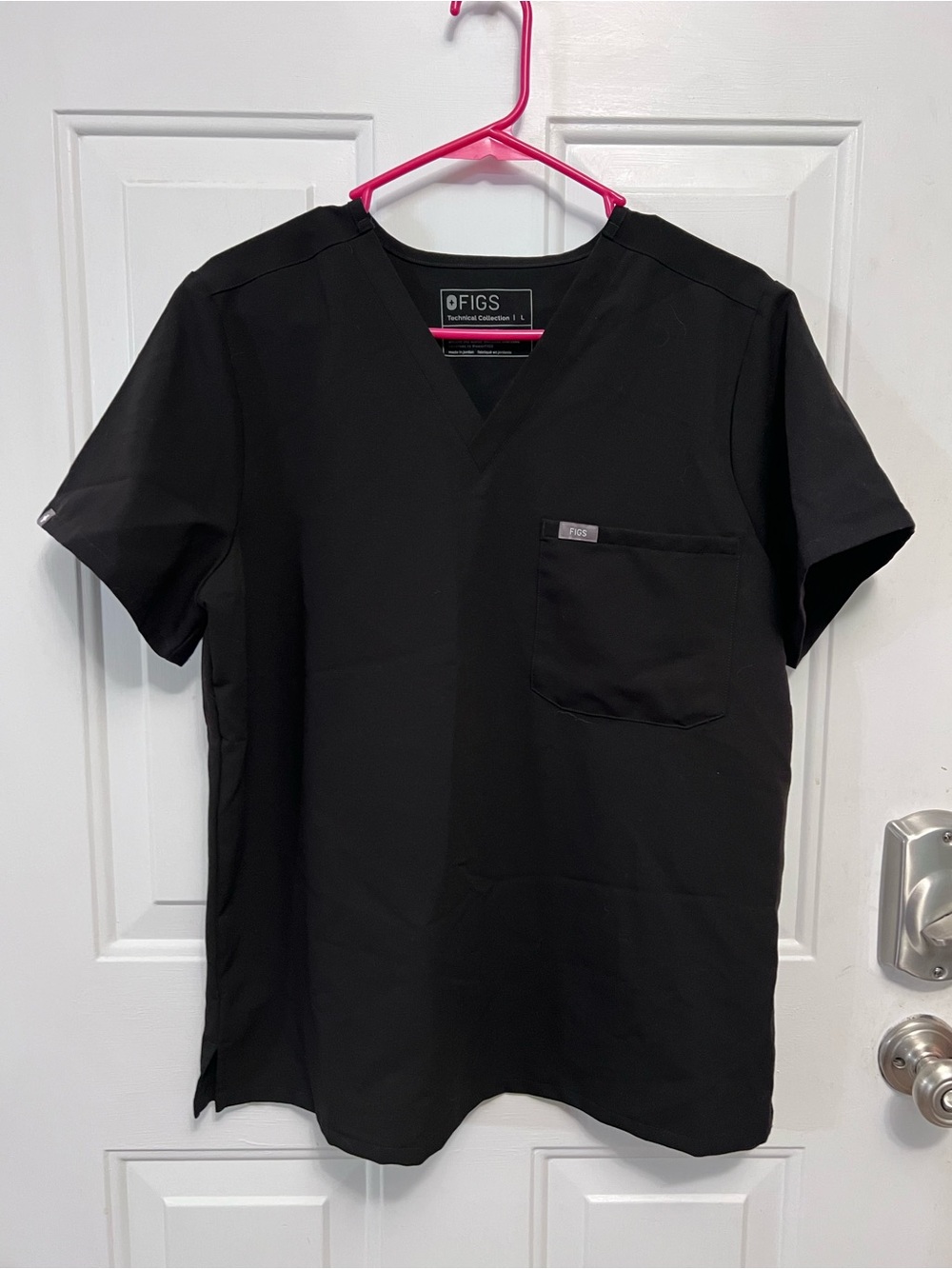 FIGS Catarina Scrub Top Black Women’s L Technical Collection V-Neck 1000211